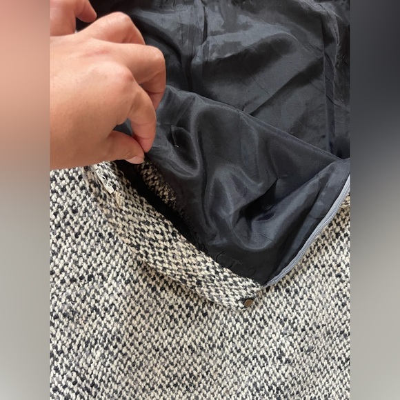 Vintage Black/White Tweed Wool Pencil Skirt, size S - Picture 5 of 8